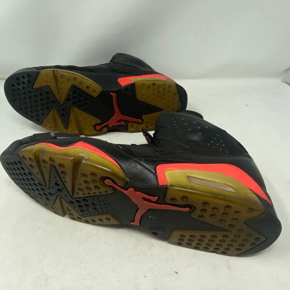Jordan 6 Retro Infrared 2014 Black Infrared Sneakers 384664-023 Mens Size 9